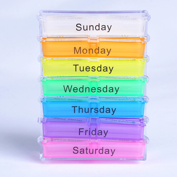 Portable Medicine Weekly Storage Pill 7 Day Tablet Sorter Box Container Case Organizer Health Care Free shipping WB0229