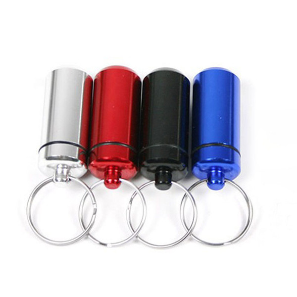 6 color Waterproof Aluminum Medicine Pill Box Case Bottle Cache Holder Keychain Container Pill Bottle cases 240254