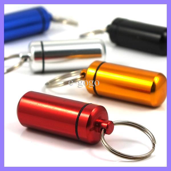 Aluminum Pill box Cache Container Geocache Geocaching Key rings bottle keychain holder Pill Cases