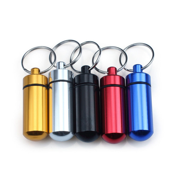 Portable Travel aluminum alloy Waterproof Pill Case box KeyChain Medicine Storage pill container Organizer Bottle Holder Herb wax Container