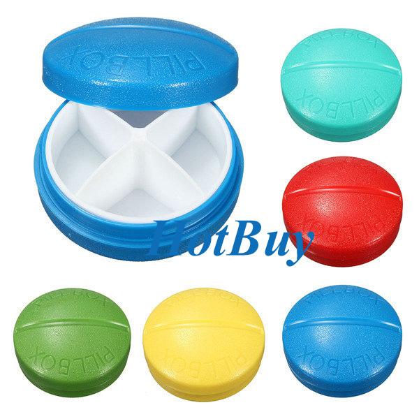 Travel 4 Compartment Compact Pill Medicine Tablet Container Case Stroge Medical Tools #3898