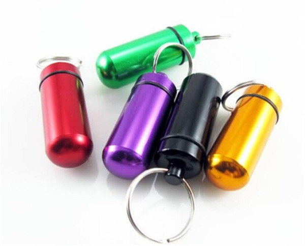 Portable Travel aluminum alloy Waterproof Pill Case box KeyChain Medicine Storage pill container Organizer Bottle Holder Herb wax Container