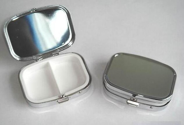 Free Shipping 200pcs/LOT Rectangle Metal Pill Boxes Organizer DIY Medicine Case Holder 2 Silver