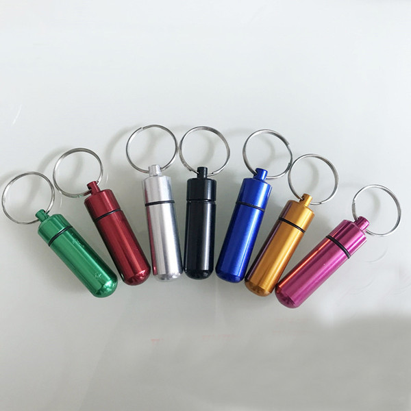 4 sizes Small EmergencyBottle Portable Keychain Box Sealed Waterproof Storage Cassette Keychain Capsule Storage Container Travel Splitters