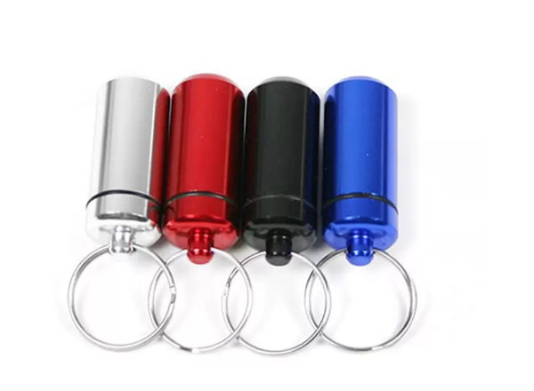 Fast shipping 18*60mm Large Keychain Aluminum Pill Box Waterproof Pill Cases Bottle Holder Container storage box 150pcs