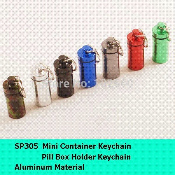 Free shipping Free shipping Aluminum Pill Container keychain container net container plastic