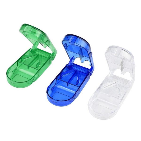 Pill Cutter Splitter Half Storage Compartment Box Medicine Tablet Holder Home Storage Box 3 colors MMA1248