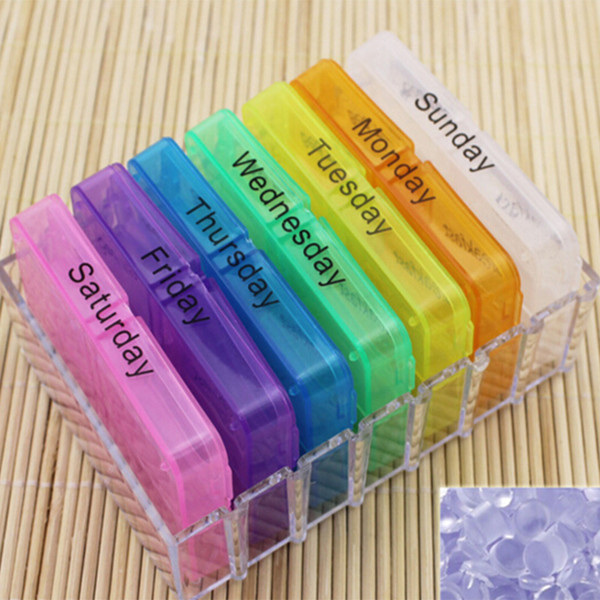 Portable Medicine Weekly Storage Pill 7 Day Tablet Sorter Box Container Case Organizer Health Care 100pcs