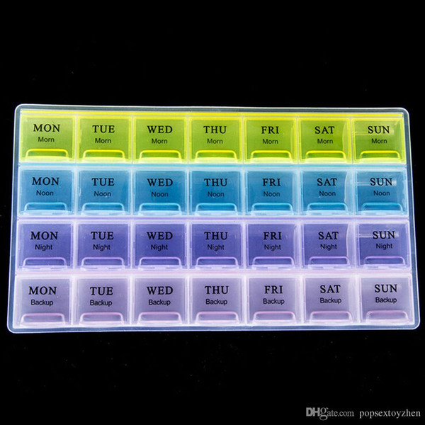 4 Row 28 Squares Weekly 7 Days Tablet Pill Box Holder Medicine Storage Organizer Container Case free shipping