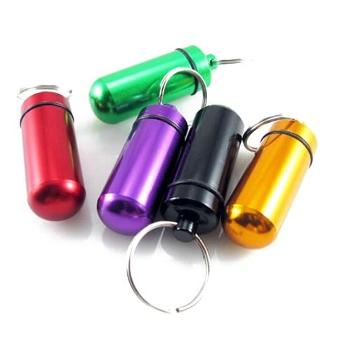 best Travel aluminum alloy Waterproof Pill Case box KeyChain Medicine Storage pill container Organizer Bottle Holder Herb wax Container