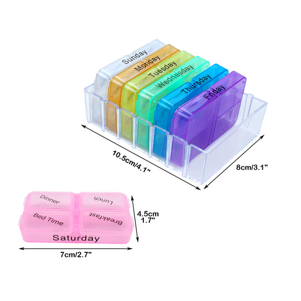 Weekly Pill Case Medicine Storage plastic container box for 7Day Tablet Sorter Dispense Daily Pill holder Case Organizer