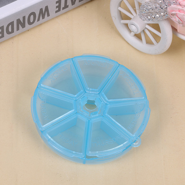 whplesale 7 Day Weekly Round Plastic Pill Medicine Organizer Dispenser Travel Holder Tablet Box Container Boxes Free Shipping