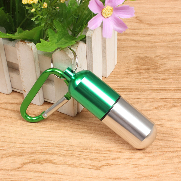 Large aluminum alloy Waterproof Daily Pill Box Case keyring Key Chain Medicine Storage for Outdoor Travel 80x20mm