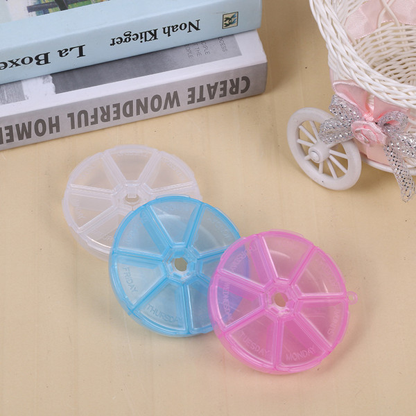 7 Day Weekly Round Plastic Pill Medicine Organizer Dispenser Travel Holder Tablet Box Container Boxes Free Shipping