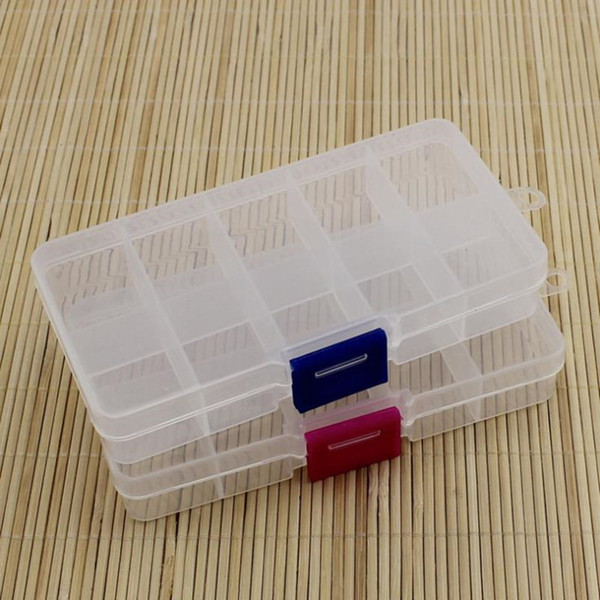 10 Grids Adjustable Plastic Clear In Desk Jewelry Beads Pills Nail Art Tips Hanger Storage Organizer Container Box Case F2523