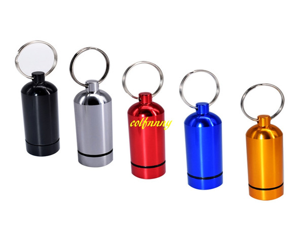 100pcs/lot Fast shipping 20*58mm Large Keychain WaterProof Aluminum Pill Box Case Bottle Holder Container Jar