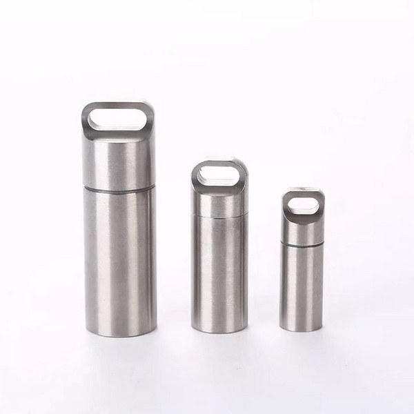 Mini Travel Pill Cases Stainless Steel Waterproof Outdoor Survival EDC Capsule Pill Bottle Emergency First Aid Capsule Container