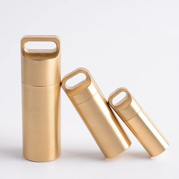 EDC Outdoor Emergency Survive kit Brass Bottle Pill BoxEDC Outdoor Emergency Survive kit Brass Bottle Pill Box Waterproof Capsule Seal Conta