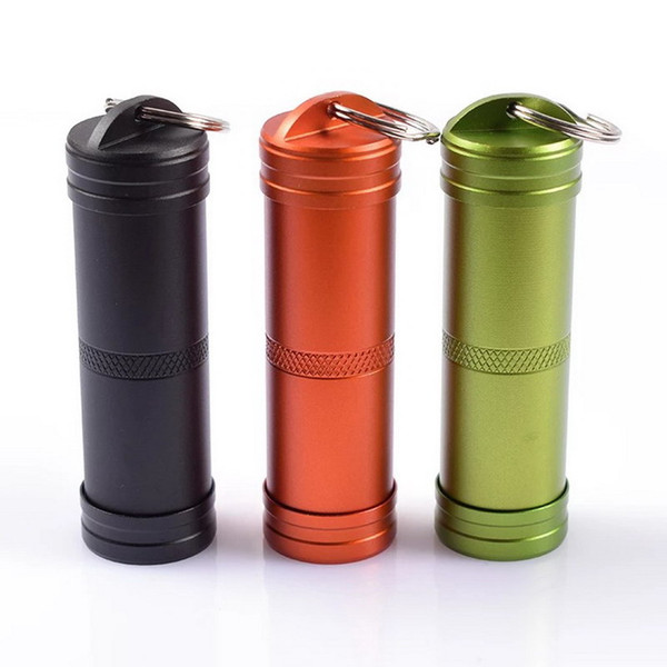 Camping Survival Waterproof Pills Box Container Aluminum Medicine Bottle Keychain Outdoor Emergency Gear EDC Travel Kits Tool