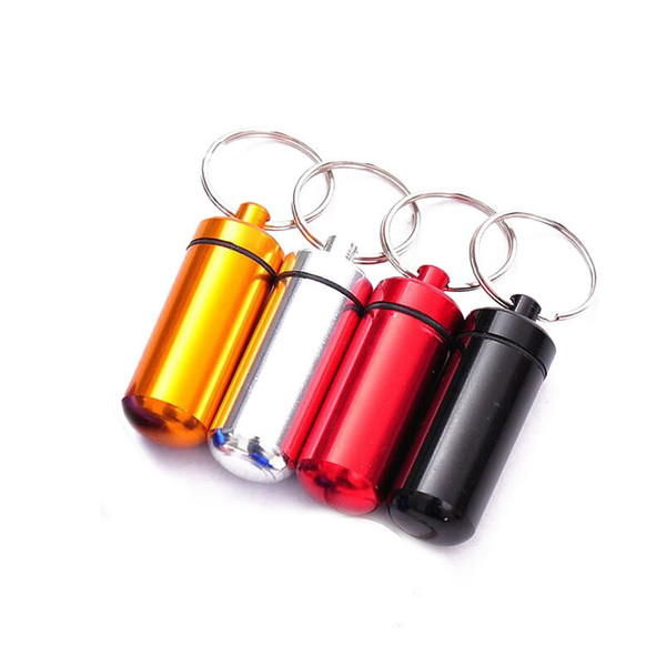 Waterproof Aluminum Medicine Pill Box Case Tablet Storage Organizer Keychain Tablets Sundry Container Stash Holder Key Ring ZA2138