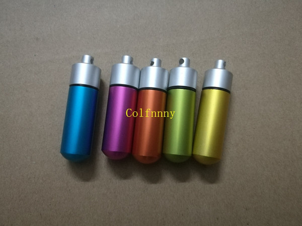 100pcs/lot Fast shipping Colorful Waterproof Aluminum Pill Box Bottle Pill splitters holder Jar Container Case