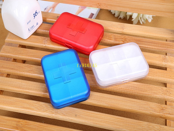 100pcs/lot Fast shipping 6 Compartments Rectangle Pill splitters Plastic Pill box case Organizer Holder Storage box