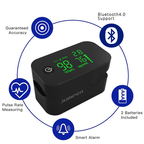 Jumper Wireless Bluetooth Finger Pulse Oximeter Blood Oxygen Saturation Oximetro de dedo Monitor for IOS Android JPD-500G