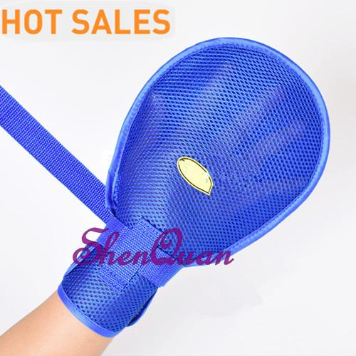 promotion blue color new design simple style beautiful breathable mesh constraint gloves/medical auxiliary free shipping