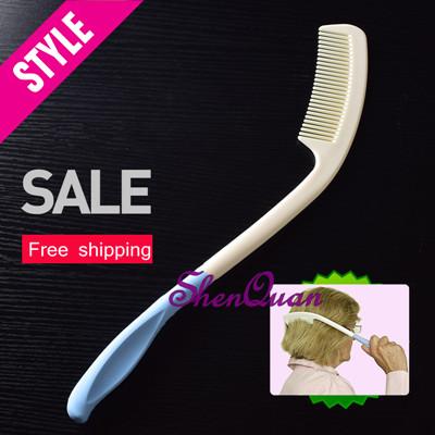 European style long handled comb with non-slip slove the elderly disabled people comb hair troubled,long massage comb