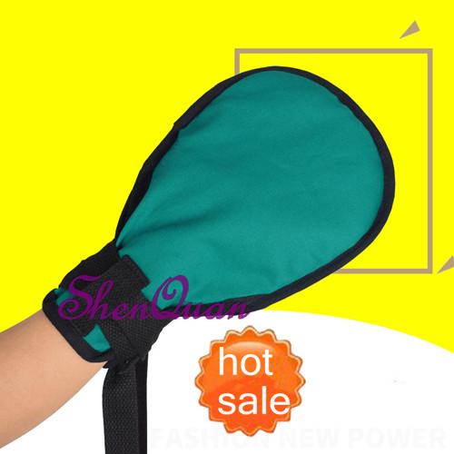 New,factory outlet light weight good quality green color soft cotton care padded mitts,constraint mitts