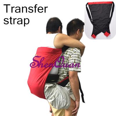 Waterproof double layer oxford cloth disabled stairs transfer aid strap, patient transfer harness sling (black + red)