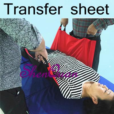 Reusable flat slide sheet with handles for patient transfers,sliding draw sheets to assist moving elderly and disabled