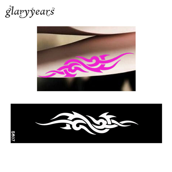 Wholesale-Hot 1 Piece Small Hollow Henna Leg Tattoo Stencil DIY Health Body Art Airbrush Painting Strip Pattern Design Tattoo Stencil S607