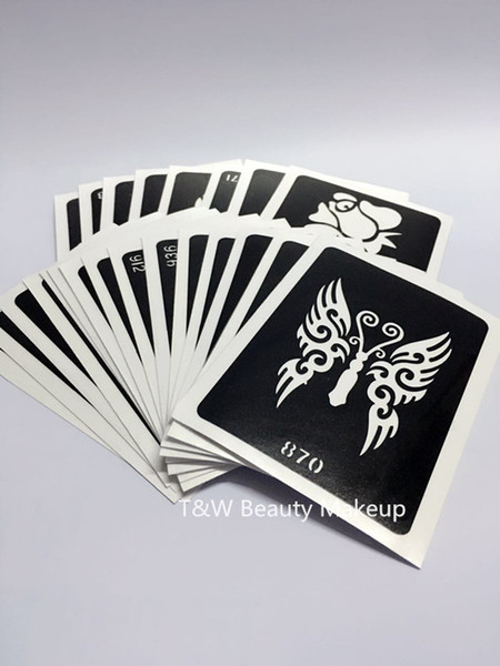 Wholesale-Free Shipping 50Pcs Colored Drawing Hana Hannah Diamond Powder Diy Tool Henna Tattoo Template Henna