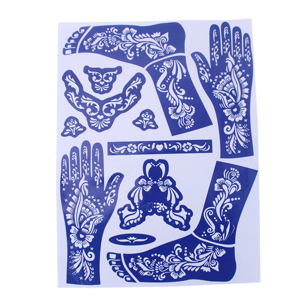 Wholesale- Women DIY India Henna Temporary Tattoo Stencils For Hand Leg Arm Feet Body Art Decal