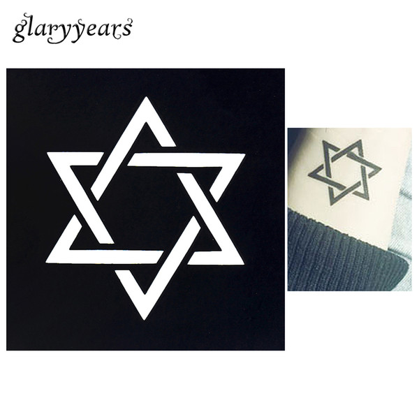 Wholesale-1 PC 2016 Body Art Airbrush Paint Waterproof Tattoo Stencil Hexagram Small Henna Indian Tattoo Sticker Stencil Ethnic Symbol G15