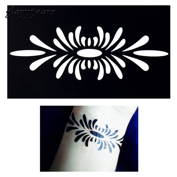 Wholesale-1pc Small Henna Indian Tattoo Stencil Drawing for Airbrush Painting Women Makeup Body Art Chrysanthemum Tatoo Stencil Design G55