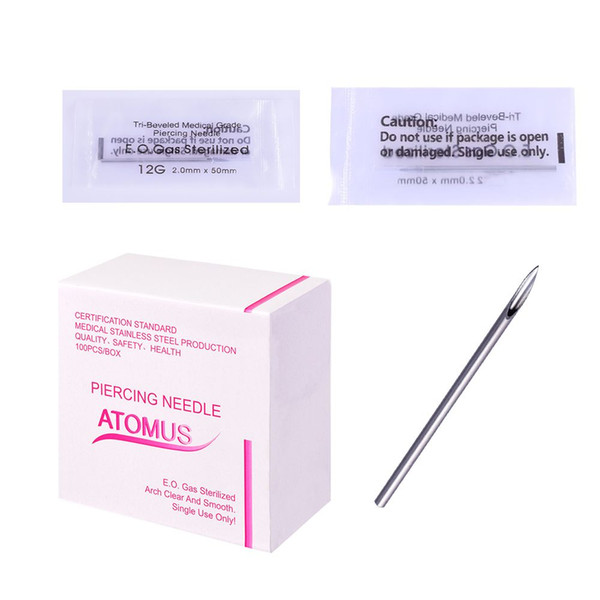 100 Pcs/Set Piercing Needle 12G 14G 16G 18G 20G Sterile Tattoo Body Piercing Needles For Body&Art