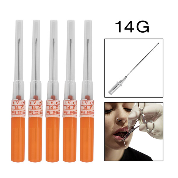 5pcs I.V. Catheter Body Piercing Needles 14G 16G Gauge Needles Sterilised Body Piercing Tattoo Needles Sewing