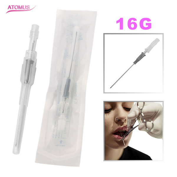 5PCS Piercing Tattoo Needles Sewing I.V. Catheter Body Piercing Needles 16G Gauge Needles Sterilised Body