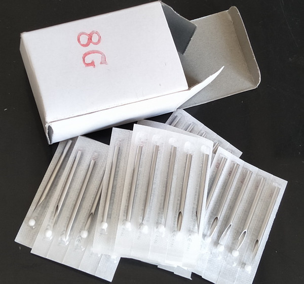 100 Lot STERILE body piercing needles 8G NEW Disposable Sterilized Piercing Needles