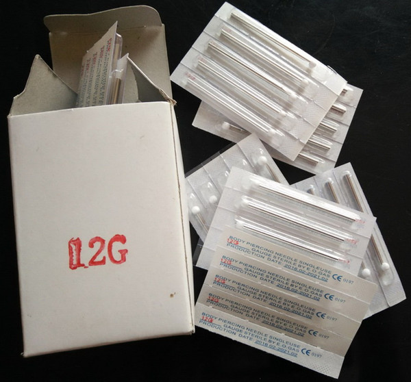 100 Lot STERILE body piercing needles 12G NEW Disposable Supplies