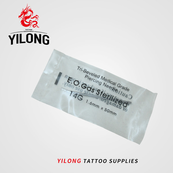 YILONG 14 Gauge 100PC Tattoo Piercing Needles Sterile Disposable Body Piercing Needles 14G For Ear Nose Navel Nipple Free Shipping