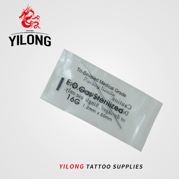 YILONG 16 Gauge 100PC Tattoo Piercing Needles Sterile Disposable Body Piercing Needles 16G For Ear Nose Navel Nipple Free Shipping