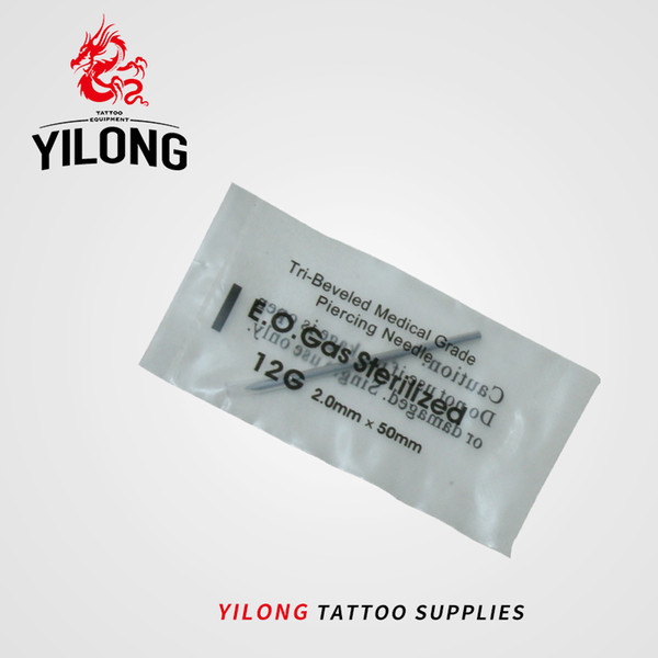 YILONG 12 Gauge 100Pcs Tattoo Piercing Needles Sterile Disposable Body Piercing Needles 12G For Ear Nose Navel Nipple Free Shipping