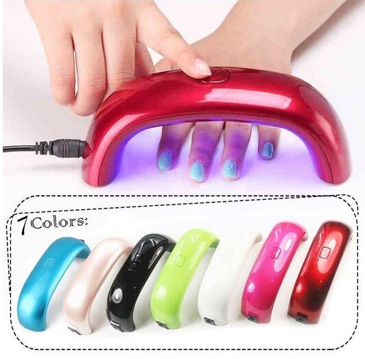 Free DHL Nail Dryers 9W LED Mini Portable Curing Lamp Rainbow Shaped Machine for UV Gel Nail Polish Art Tools Mini Nail Dryer