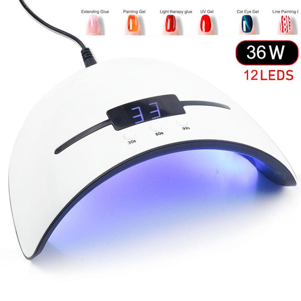 36W UV LED Nail Lamp Nail Dryer For All Gels Polish Sun Light Infrared Sensing 30/60/99s Timer Smart LCD Display Q166