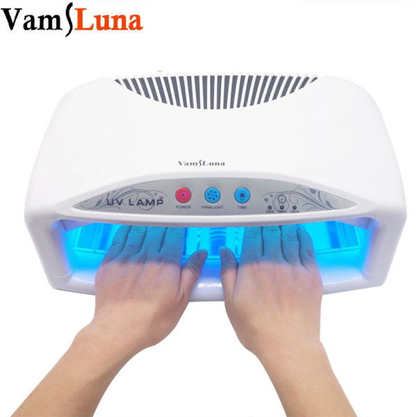 54W UV Lamp Nail Dryer For 2 Hands With Fan & Timer Electric Manicure Machine For Curing Nail Gel Art Tool With Bottom