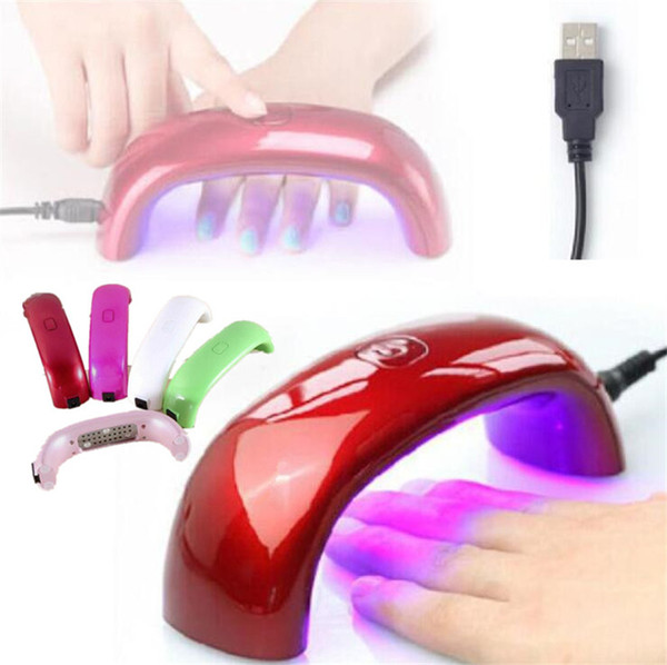 Mini Nail Dryer USB 9W 3 LED UV Rainbow Curing Art Lamp Machine Gel Powerful Polish Light Nails Care Facial Tools Fast Dry Bridge Shaped DHL