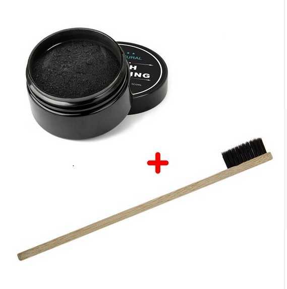 100% Natural Organic Activated Charcoal Teeth Whitening Powder Remove Smoke Tea Coffee Yellow Stains Bad Breath Oral Care with brush